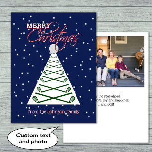 Golf christmas tree and family photo holiday card