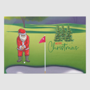 Golf Christmas tree on red car with Santa Claus Tissue Paper