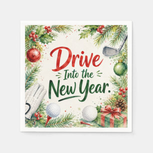 Golf Christmas Wishes Typography Watercolor Design Napkin