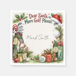 Golf Christmas Wishes Typography Watercolor Design Napkin
