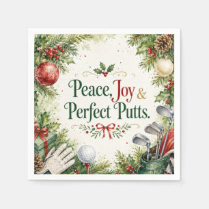 Golf Christmas Wishes Typography Watercolor Design Napkin