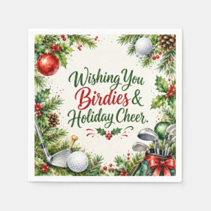 Golf Christmas Wishes Typography Watercolor Design Napkin