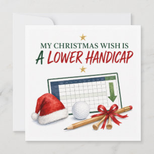 Golf Christmas wishing with golf ball  Santa hat Holiday Card