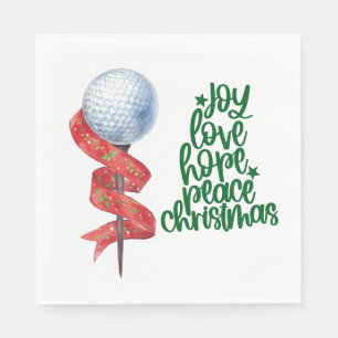 Golf Christmas with golf ball and tee with ribbon  Napkin