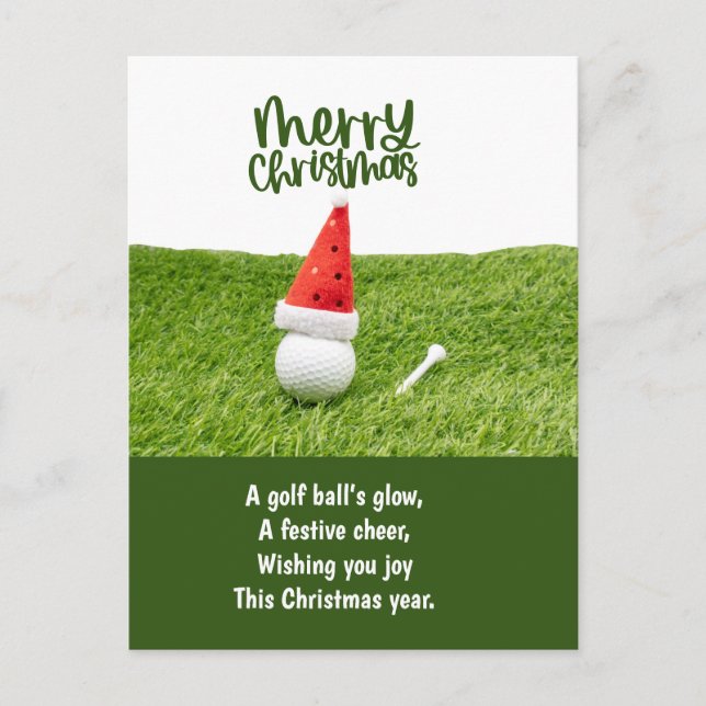 Golf Christmas with Golf Ball  Holiday Postcard (Front)