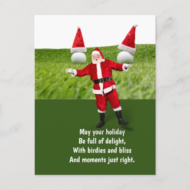 Golf Christmas with Golf Ball  Holiday Postcard (Front)