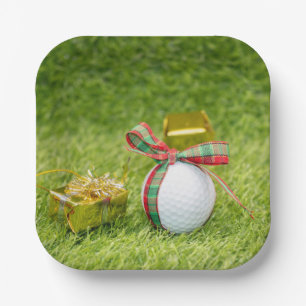 Golf Christmas with golf balls   Paper Plate