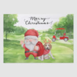 Golf Christmas with Santa Claus and Dog  Wrapping  Tissue Paper<br><div class="desc">"Make your holiday gifts a hole-in-one with this festive golf-themed wrapping tissue paper! Featuring a cheerful Santa Claus and his loyal dog enjoying a round of golf, this wrapping paper adds a playful twist to your holiday presents. Perfect for golf enthusiasts and those who love a touch of holiday cheer,...</div>