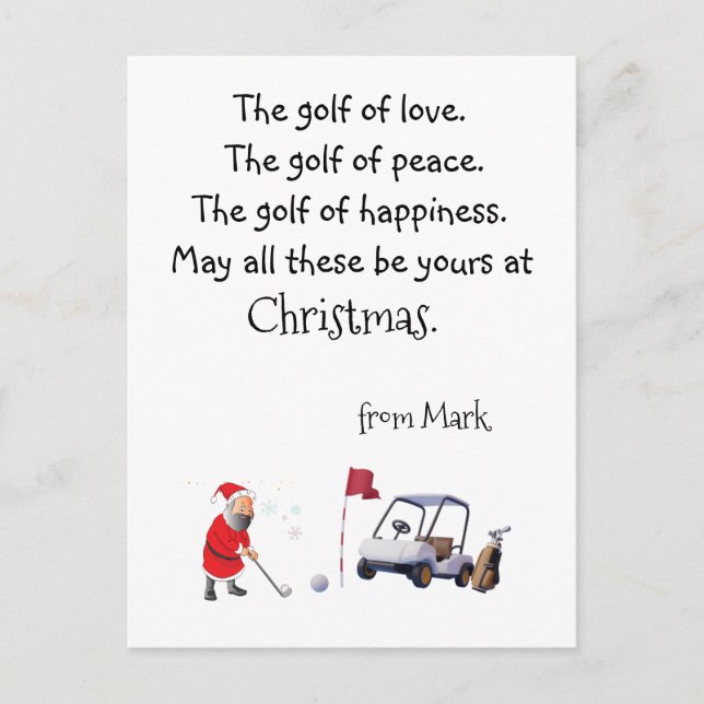 Golf Christmas with  Santa Claus blessing  Holiday Postcard (Front)