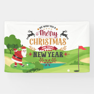 Golf Christmas with Santa Claus for golfer funny Banner