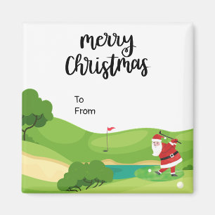 Golf Christmas with Santa Claus for golfer funny Magnet