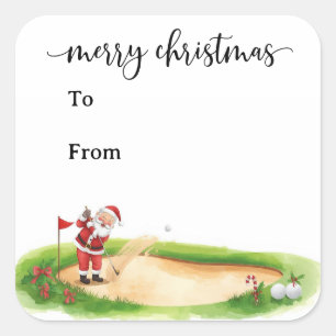 Golf Christmas with Santa Claus for golfer funny  Square Sticker