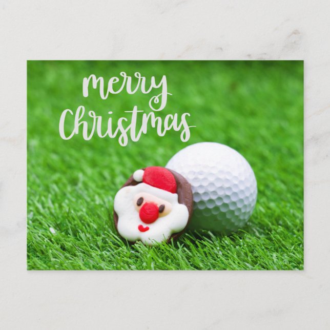 Golf Christmas with Santa Claus for golfer Holiday Postcard (Front)