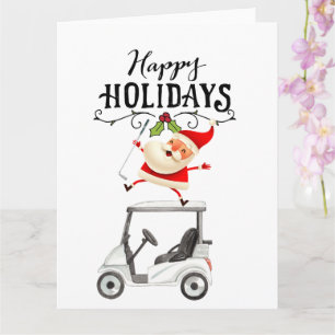 Golf Christmas with Santa Claus Golfer Card