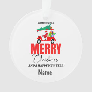 Golf Christmas with Santa Claus golfer ride cart Ornament