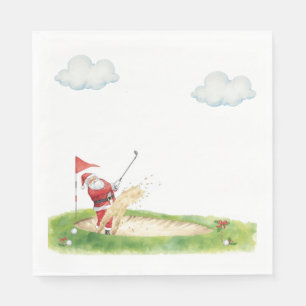 Golf Christmas with Santa Claus golfing Napkin