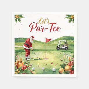 Golf Christmas with Santa Claus golfing Napkin