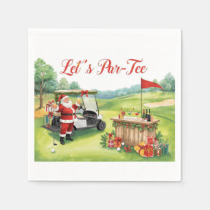 Golf Christmas with Santa Claus golfing Napkin