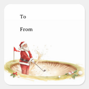 Golf Christmas with Santa Claus golfing Square Sticker