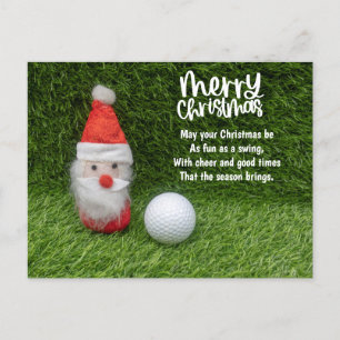 Golf Christmas with Santa Claus Holiday Postcard