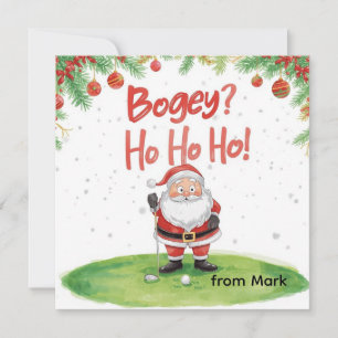 Golf Christmas with Santa Golfer on golf course  Holiday Card