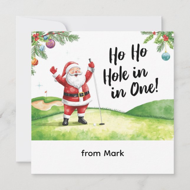 Golf Christmas with Santa Golfer on golf course  Holiday Card (Front)