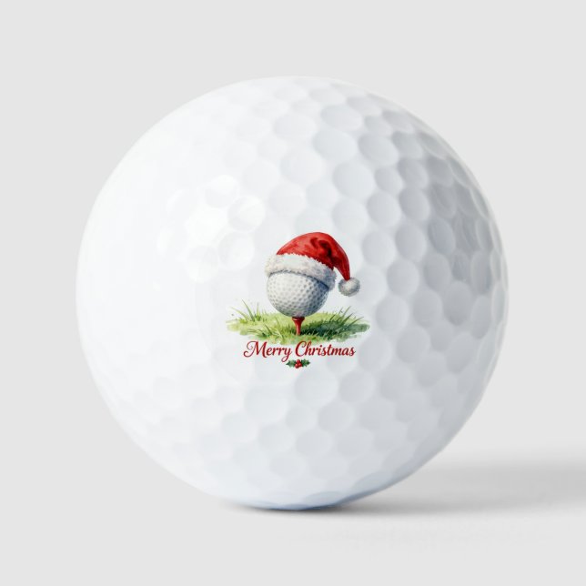 Golf Christmas with Santa Hat Balls (Front)
