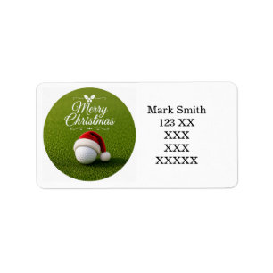 Golf Christmas with Santa Hat for Golfer Label