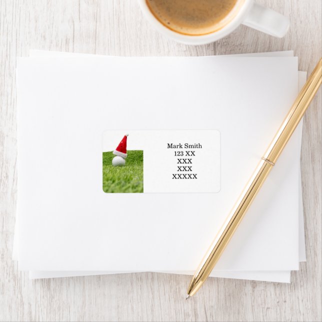 Golf Christmas with Santa Hat for Golfer Label (Insitu)