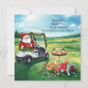 Golf Christmas with Santa Party on the court Holiday Card