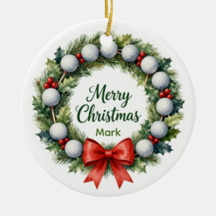 Golf Christmas Wreath Ceramic Tree Decoration