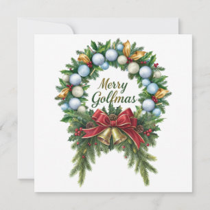 Golf Christmas Wreath for Golfer with golf ball Card