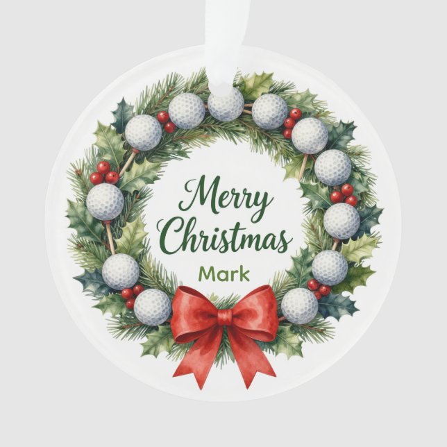 Golf Christmas Wreath  Ornament (Front)