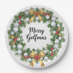 Golf Christmas Wreath with Golf Ball Wreath Paper Plate