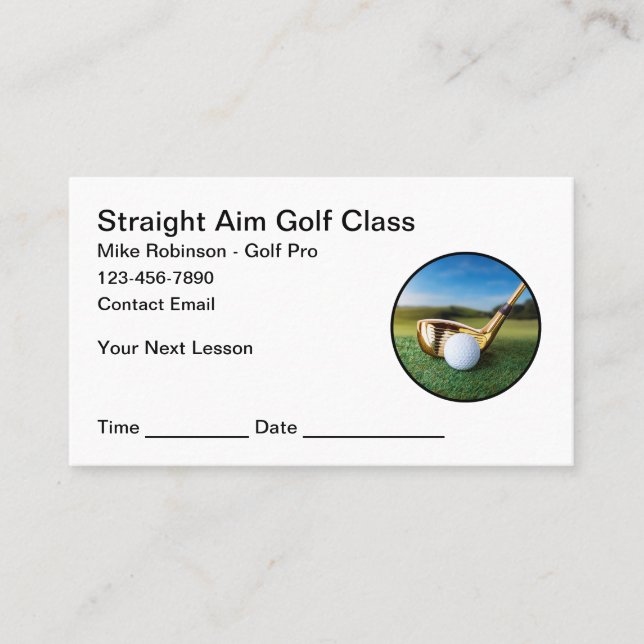 Golf Class Instructor Appointment Cards Design (Front)