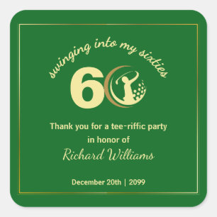 Golf Classic Green Golden Player 60th Birthday In Square Sticker