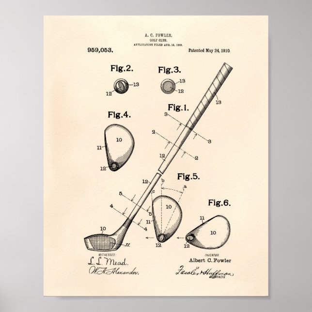 Golf Club 1910 Patent Art - Old Peper Poster (Front)