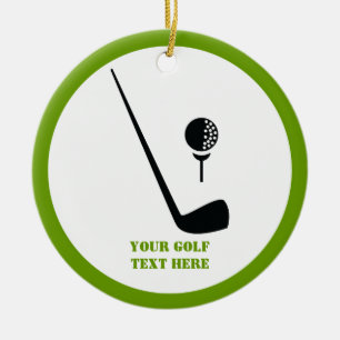 Golf club and ball black, green custom ceramic tree decoration