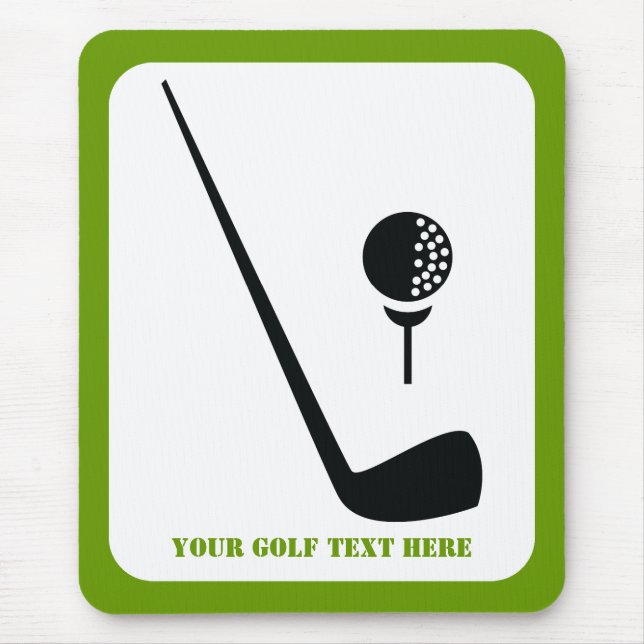 Golf club and ball black, green custom mouse pad (Front)