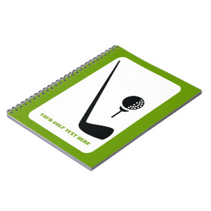 Golf club and ball black, green custom notebook