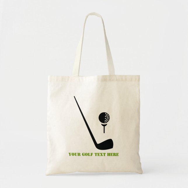 Golf club and ball black, green custom tote bag (Front)