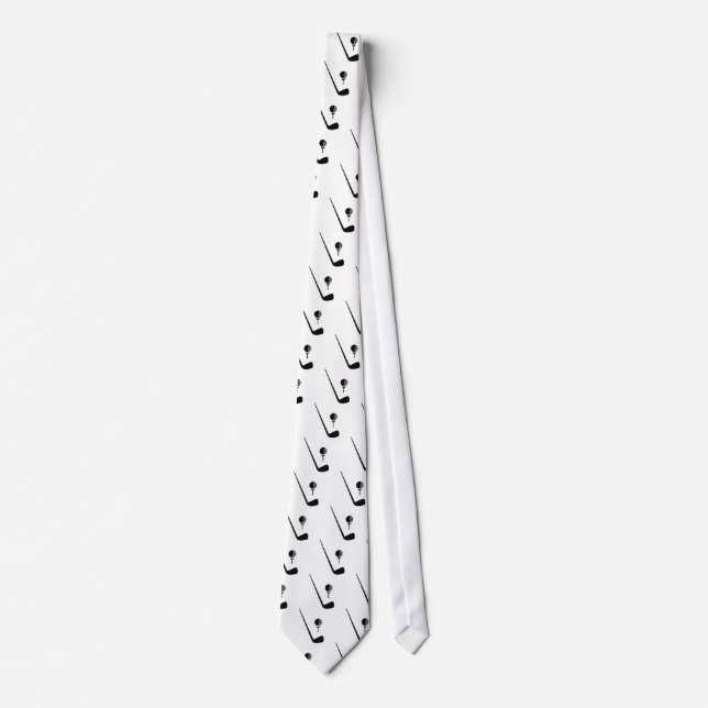 Golf club and ball black, white custom tie (Front)