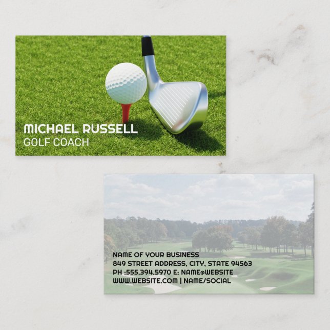 Golf Club and Ball | Course Business Card (Front/Back)