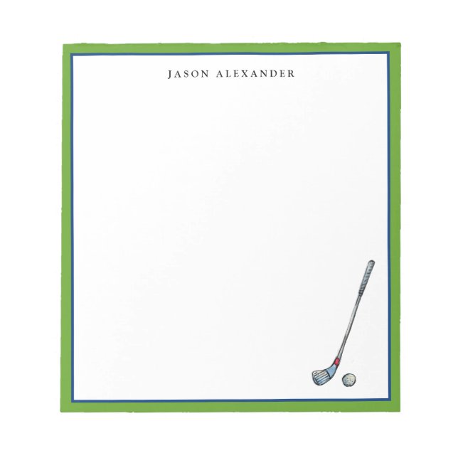 Golf Club and ball Personalised Golf  Notepad (Front)