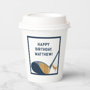 Golf Club and Ball Personalised Golfers Birthday Paper Cups