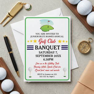 Golf Club Banquet Invitation Green Navy Stars