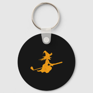 Golf Club Broom Witch Golf Player Lazy Halloween C Key Ring