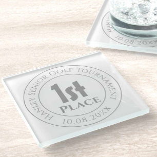 Golf Club Competition 1st Prize Trophy Award Glass Coaster