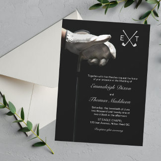 Golf Club Elegant Sport Wedding Monogrammed Invitation