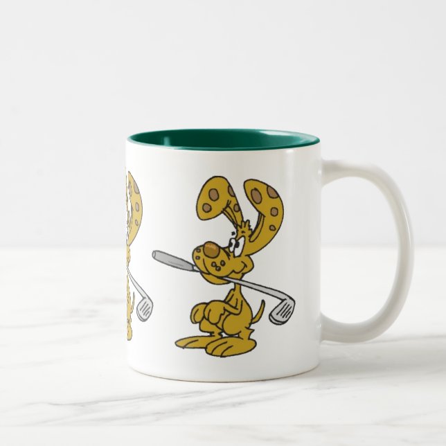 Golf Club Fetching Rabbit Ceramic Mug (Right)